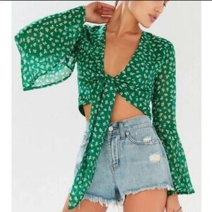 Urban outfitters bell sleeve crop top